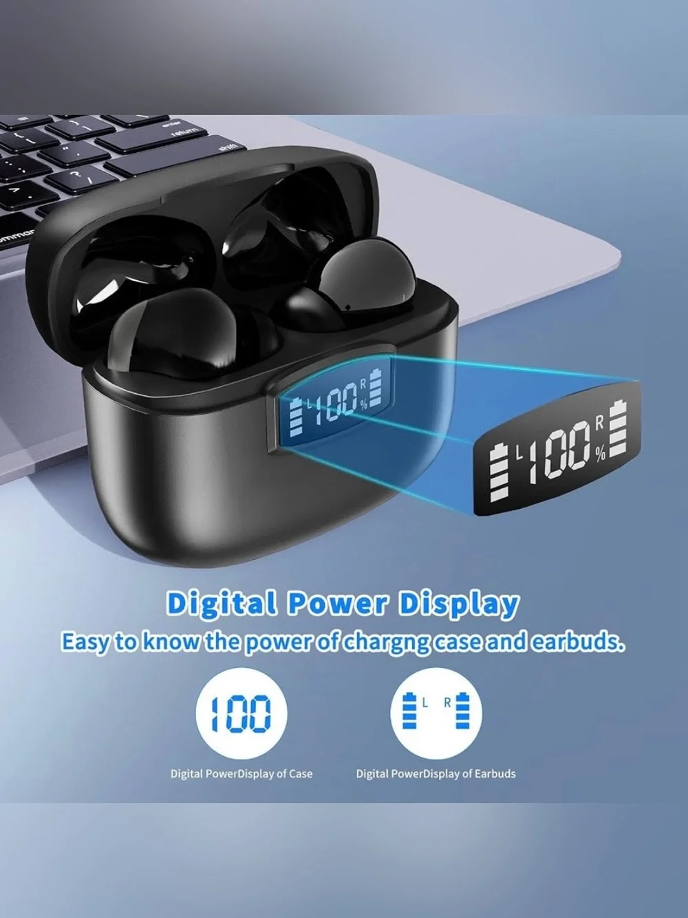 Wireless Bluetooth 5.3 Earbuds w/ Charging Case & LED Display – NEW SEALED